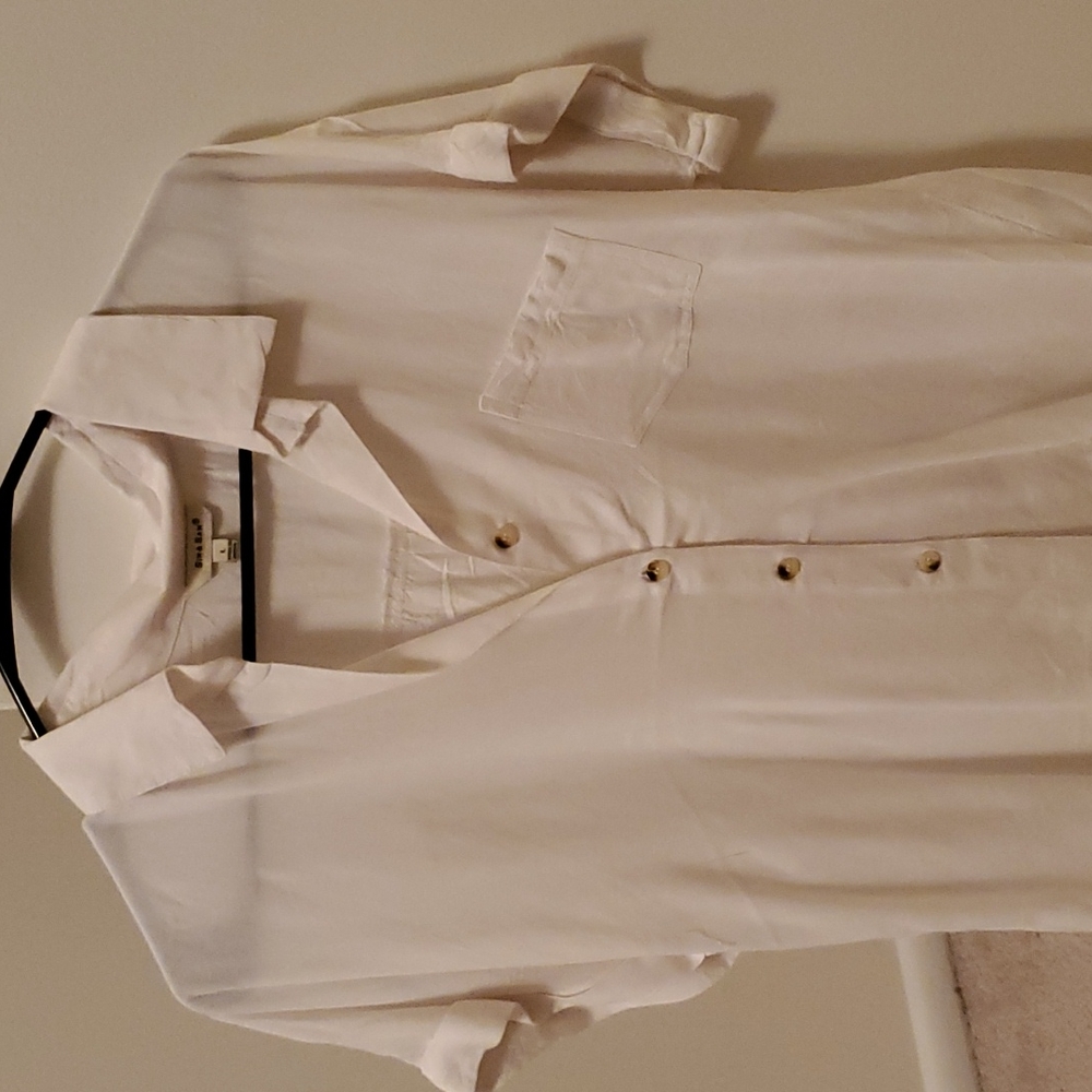 White short sleeve button down